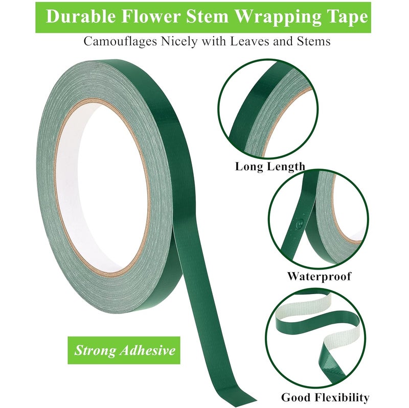 SICCOMA Green Floral Tape 2 Pack 1/2" Flower Stem Wrap Adhesive Tape for Bouquet Stem Wrapping Wedding Bouquet Tape for Binding Flowers and Floral Crafts (2PCS, 1/2”x98FT/Roll) - Image 2